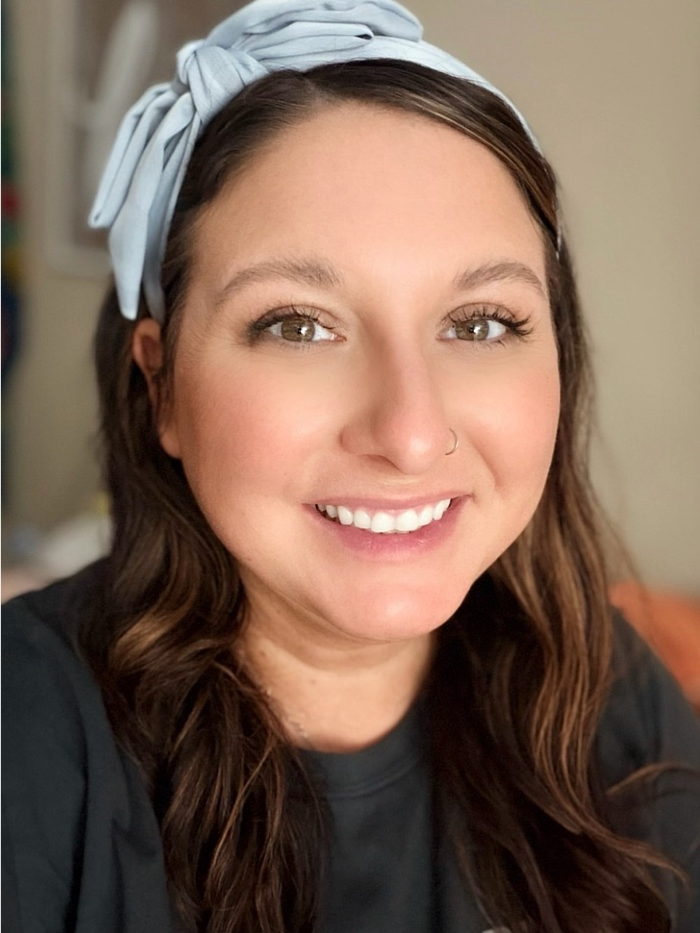 NEW Kristin Ess Satin Headband – Vintage Blue Bow Headbands